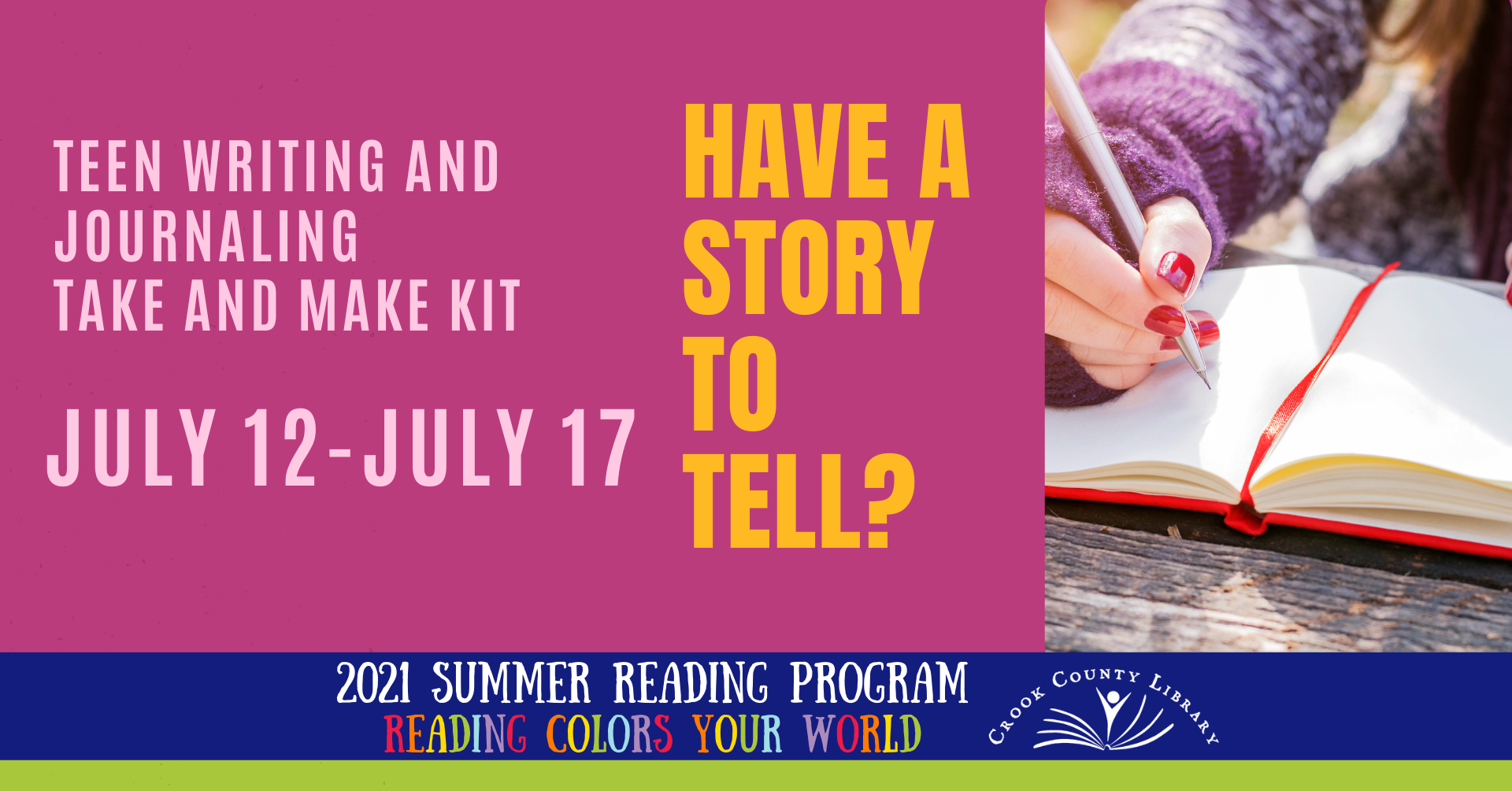 2021 Teen Summer Reading Program Writing and Journaling Take and Make