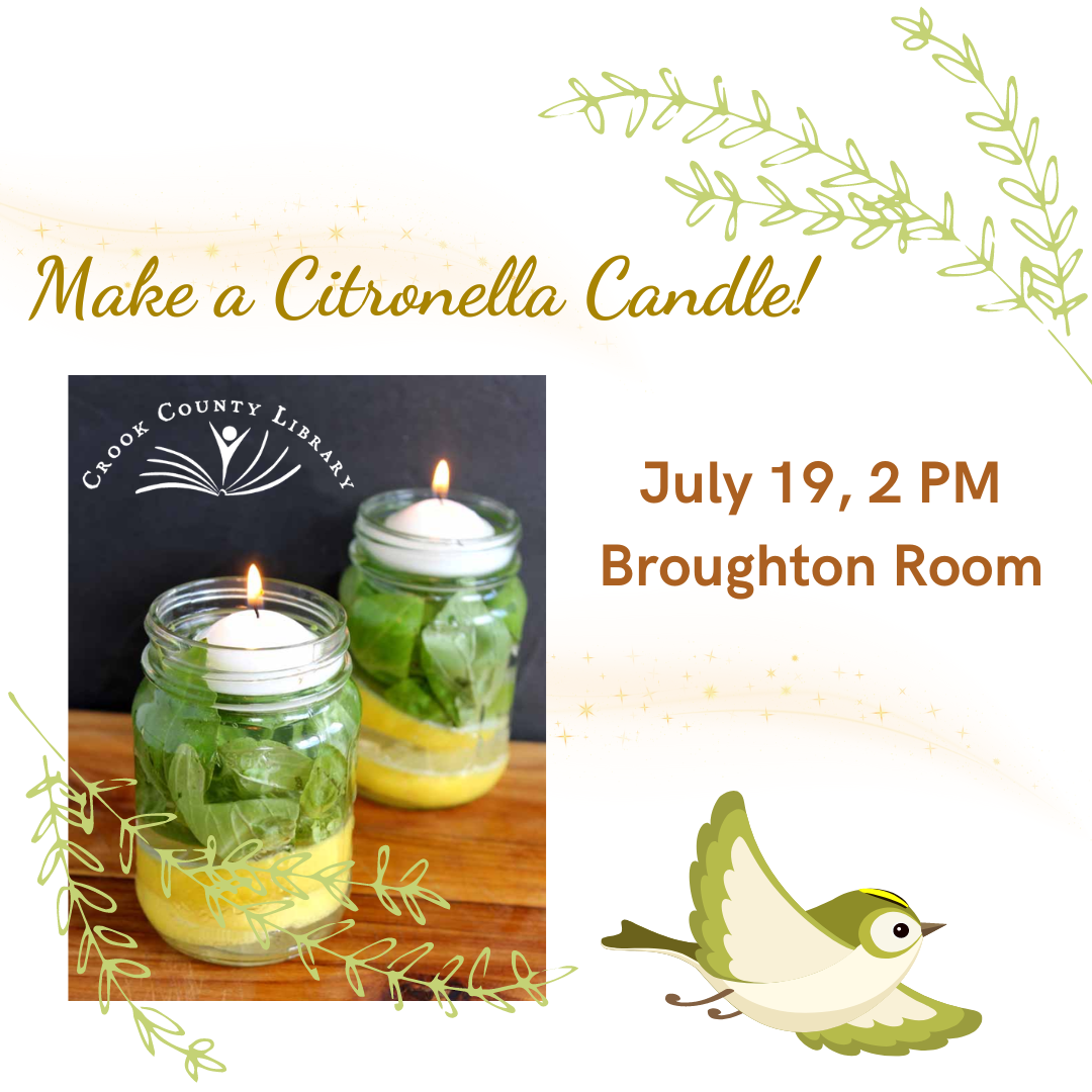 Adult Program Make your Own Citronella Candle Crook County Oregon