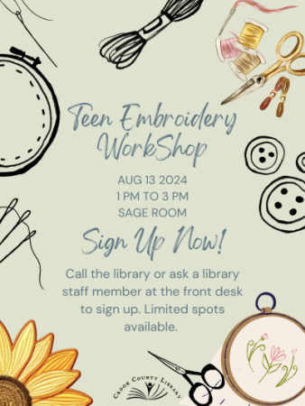 Teen Program: Embroidery Workshop
