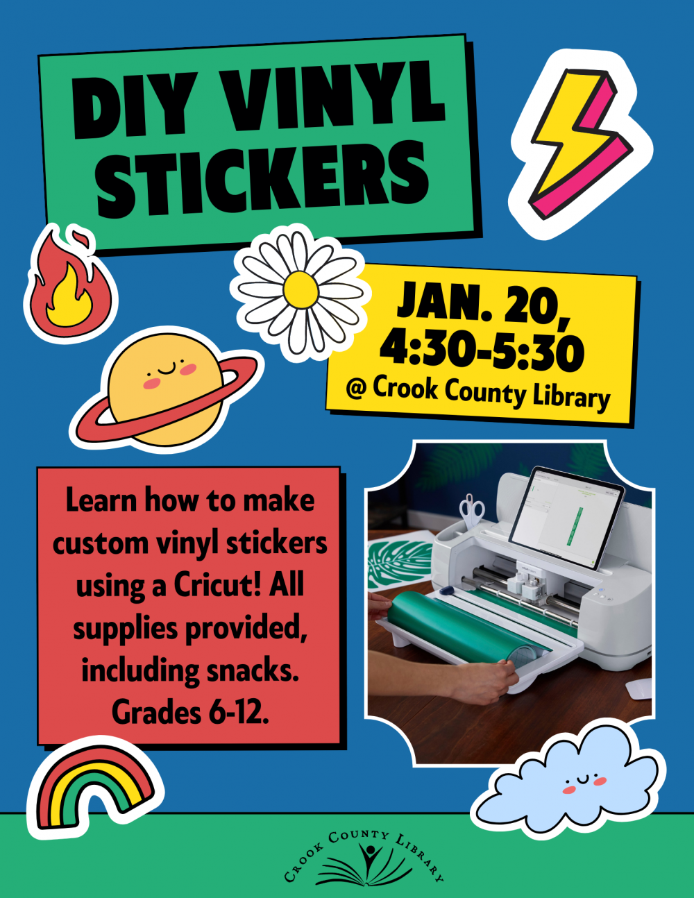 Teen Program DIY Vinyl Stickers Crook County Oregon